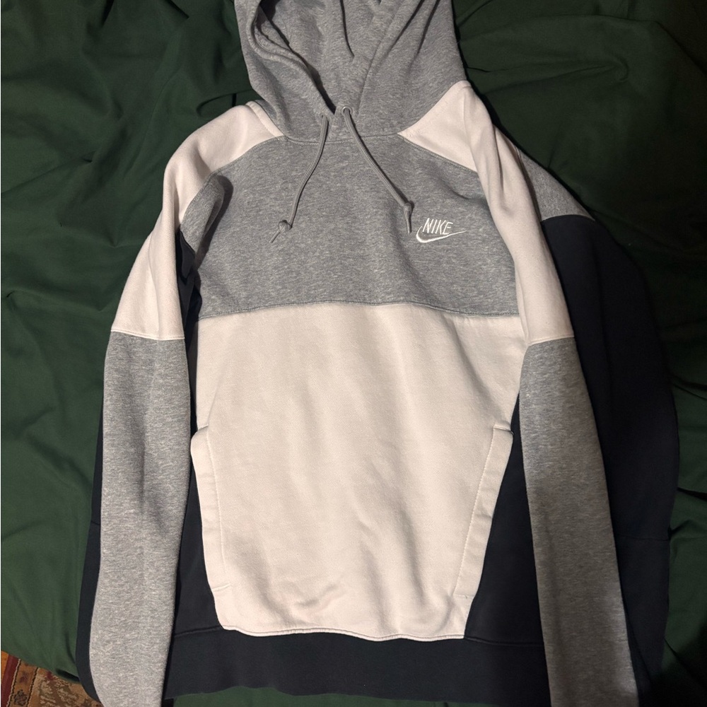 Nike Gray and White Sweatshirt with Hood